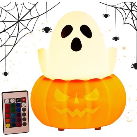 Halloween Nachtlicht - Kürbis Nachtlicht Aus Silikon,Farbige Spukbeleuchtung Gruseldekoration Für Wohnbereich Schreibtisch Küche Kamin Schlafzimmer Bauernhausstil Halloween Fest