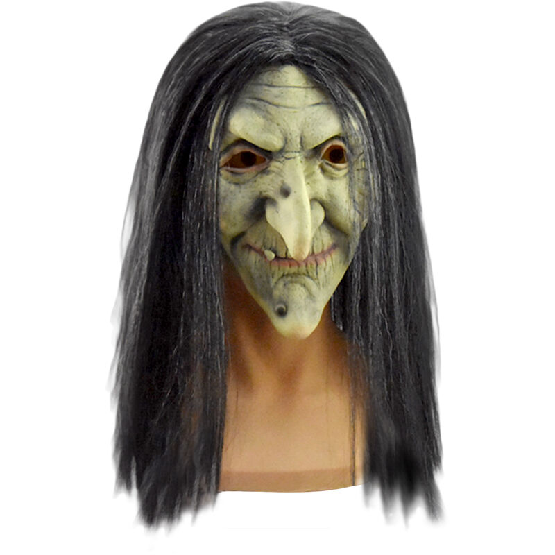 

Halloween Old Witch Mask Scary Halloween Cosplay Props Peluca espeluznante Old Woman Witch Green Mascara facial completa Disfraz de Halloween Regalo