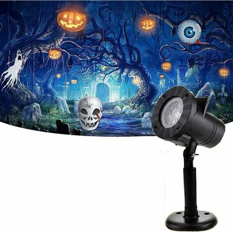 Halloween Projector Lights Waterproof Led Landscape Lamp Christmas Decorations 12 Replaceable Lens Moving Snowflake Spotlight Star Shower Indoor Outdoor for Xmas Party Garden House Home Wall
