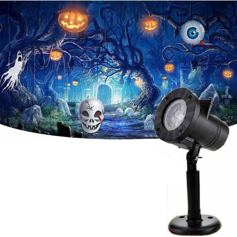 LANGRAY Halloween Projector Lights Waterproof Led Landscape Lamp Christmas Decorations 12 Replaceable Lens Moving Snowflake Spotlight Star Shower Indoor Outdoor for Xmas Party Garden House Home Wall GROOFOO