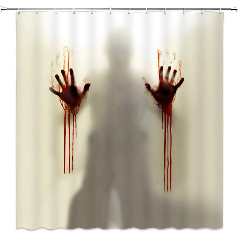 Halloween shower curtain decoration horror ghost bathroom curtain decoration machine washable waterproof fabric bathroom decoration set with hook