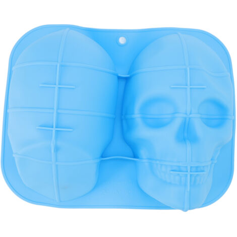 Halloween-Skelettkopf-Silikonform für Kekse, Schokolade, Eiscreme, Blau
