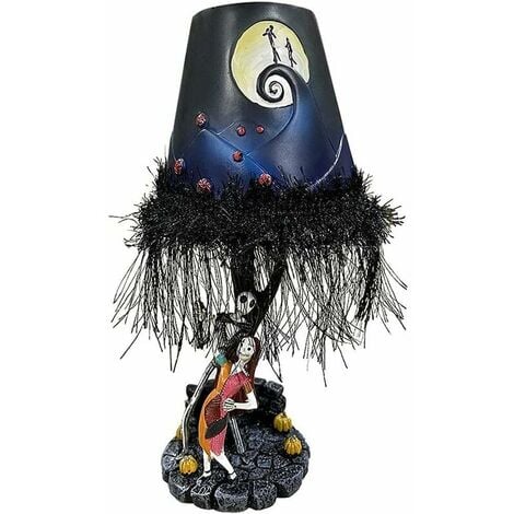 Halloween Table Lamp,Light Up LED The Nightmare Before Christmas,Halloween Table Lamp Desktop Decoration Light Up LED Moonlight Table Lamp Figure Tassel Resin Model Toy