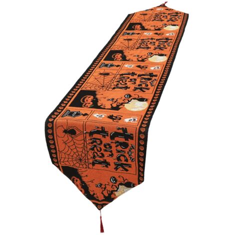 Halloween-Tischdecke aus Baumwolle und Leinen zur Tischdekoration, 33 x 180 cm