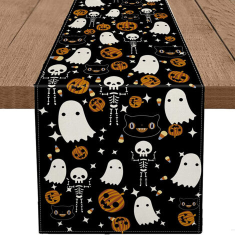 Halloween-Tischdecke aus Leinen, Tischdekoration für Zuhause, Halloween-Partydekoration
