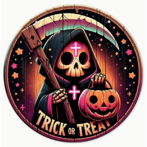 Halloween Todesengel Türschild & Wandschild aus Holz, Party Schilder, Willkommensschild, Holzschild Wand Deko, Fröhliches Halloween Eingangstür