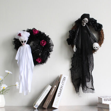 Halloween-Türgirlande mit weißem Geist für Geisterfeste, Horrorpartys und Spukhausdekorationen