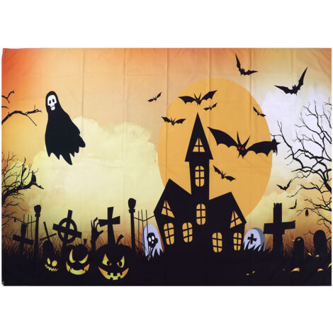 Halloween-Wandbehang – Gruseliger Friedhof – Heimdekoration 150 x 150 cm