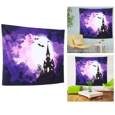 Halloween-Wandteppich mit Burgmotiv, Polyester, 150 x 150 cm, Wanddekoration, Fotohintergrund, dekorativer Teppich