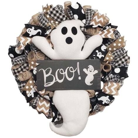 Halloween Wreath Door Hanging Decoration Halloween Ghost Wreath Door Wreath Happy Halloween Party Home Party Supplies