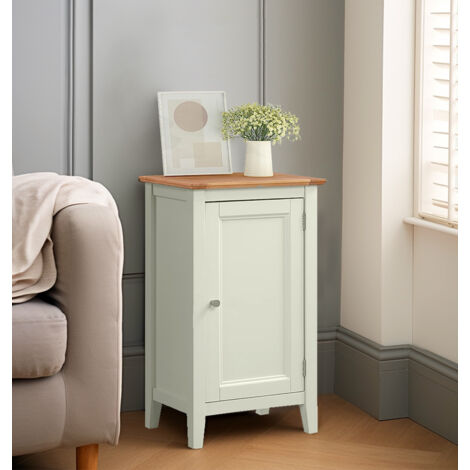 Hallowood Clifton Oak White Painted Small Storage Cupboard with Adjustable Shelving in Two Tone Finish | Solid Wooden Filing Cabinet
