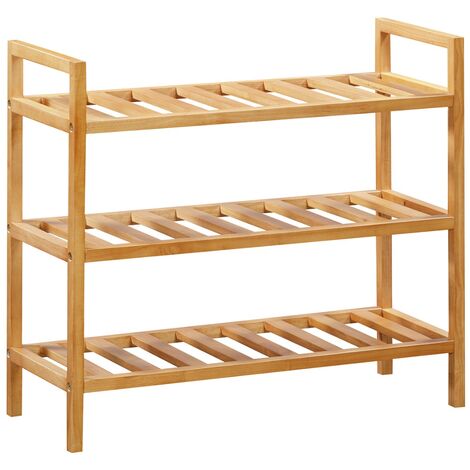Hallowood Furniture Aston 3 Tier Shoe Storage, Stackable Oak Effect Shoe Rack for Hallway or Entryway, Compact Wooden Shelf Organiser for Living Room Fits Up to 9 Pairs of Adult Footwear