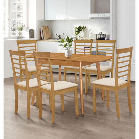 Hallowood Furniture Aston Butterfly Extending Dining Table and Chairs Set 6, Dining Table & Light Oak Wooden Chairs, Wooden Extendable Dining Table & Chairs, Modern Dining Room Set
