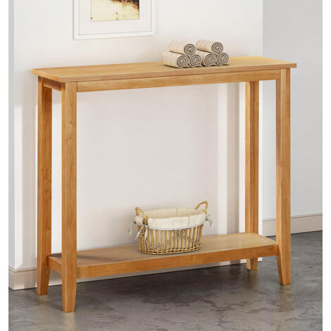 Hallowood Furniture Aston Oak Wide Console Table, Large Wooden Side Table with Shelf, Narrow Bedside Table, Lamp & Telephone Table, Plant Stand, Hallway Table, Sofa Table
