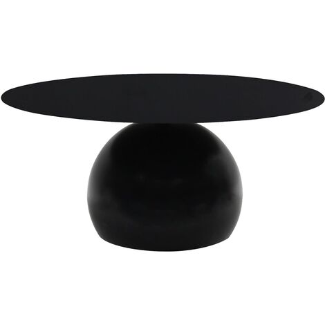 Hallowood Furniture Bourton Black Round Coffee Table, 70cm Full Metal Side or Centre Table in Chic Barrel Design for Lounge, Bedside or Compact Spaces, Small Coffee Tables for Living Room