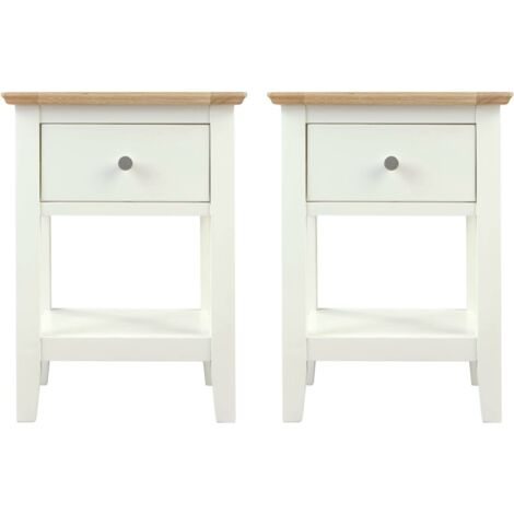 Hallowood Furniture Clifton Oak Lamp Bedside Tables Set of 2, Wooden Painted Green Off White and Oak Side Table with Drawer and Shelf, Plant Stand, Fully Assembled Living Room and Hallway Furniture