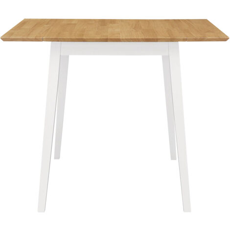 Hallowood Furniture Drop Leaf Table, Ledbury Rectangular Small Folding Table in White Painted and Oak Finish, Space-Saving Design for Kitchen, Home and Cafe