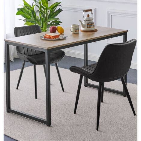 Hallowood Furniture Kempley Dining Table and Chairs Set of 2, Small Kitchen Table and Chairs in Black Faux Leather and U Shaped Metal Legs, Dining Room Sets for Home, Café or Restaurant Use