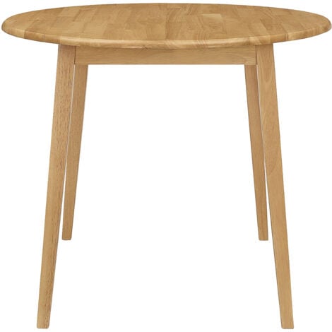 Hallowood Furniture Ledbury Drop Leaf Dining Room Table in Light Oak Finish, Solid Extending or Folding Round Wooden Table with Foldable Leaves, Space-Saving Design for Home or Restaurant
