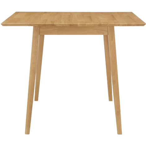 Hallowood Furniture Ledbury Small Rectangular Drop Leaf Table in Light Oak Finish, Space-Saving Solid Wooden Folding Dining Table for Kitchen, Home and Café Use