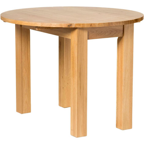 Hallowood Furniture Waverley Small Drop Leaf Table in Light Oak Finish, Solid Oak Wooden Folding or Extending Round Dining Table with Foldable Leaves, Space-Saving Design for Home or Restaurant