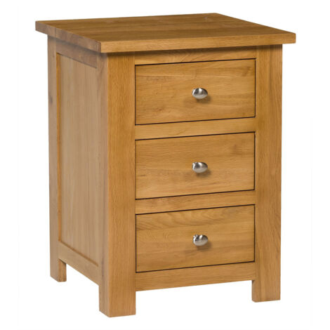 Hallowood Furniture Waverly Oak 3 Drawer Wooden Bedside Table, Solid Oak Bedside Cabinet, Small Chest of Drawers, Pre-Assembled Side Table with Storage for Bedroom, Hallway or Living Room