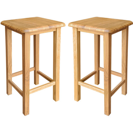 Hallowood Furniture Waverly Oak Bar Stools Set of 2 in Light Oak Finish, Solid Wooden Oak Stool with Footrest, Ideal for Kitchen Island, Breakfast Bar, Dressing Table, Living room or Hallway