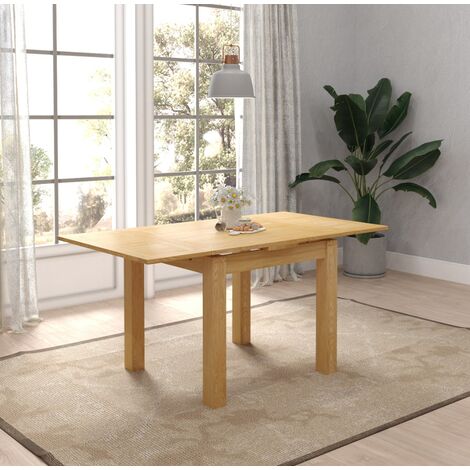 Hallowood Furniture Waverly Oak Extendable Dining Table – Solid Wood Small Dining Table with Foldable Top, Space Saver Design for Kitchens, Dining Rooms, or Compact Living Spaces