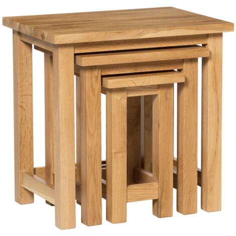 Hallowood Furniture Waverly Oak Nest of Tables, Set of 3 Solid Wooden Nesting Tables, Light Oak Coffee Table, Space-Saving Occasional/Side Table, Hallway, Lounge or Living Room Furniture