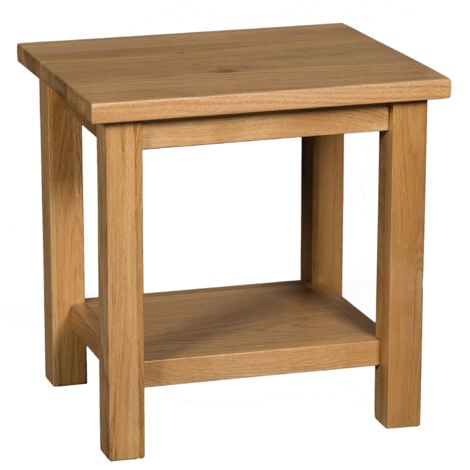 Hallowood Furniture Waverly Oak Side Table in Light Oak Finish, Solid Wooden Small Coffee, Bedside, Telephone or Lamp Table with Lower Shelf for Living Room or Bedroom