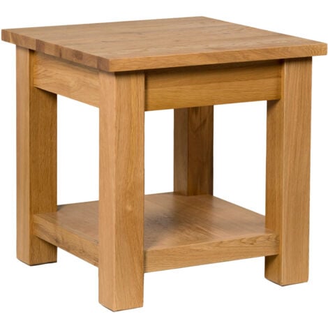 Hallowood Furniture Waverly Oak Small Coffee Table with Shelf, Solid Oak Side Table for Living Room & Small Space, Wooden Bedside Table & Lamp Table, Occasional Table, Plant Stand