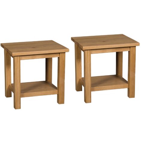 Hallowood Furniture Waverly Oak Small Table, Light Oak Side Table Set of 2, Console Table, Solid Wooden Coffee Table for Living Room, Bedside Table, Lamp Table, Telephone Table, End Table