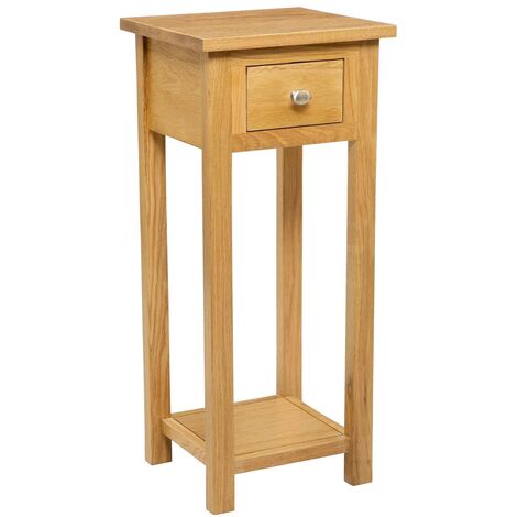 Hallowood Furniture Waverly Oak Tall Side Table with Drawer and Shelf, Solid Wooden Small Console Table in Light Oak Finish, Lamp, Telephone, Tall Plant Stand for Hallway & Living Room