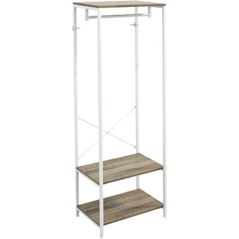 Hallway Coat Rack and Shoe Bench Tree - Grey