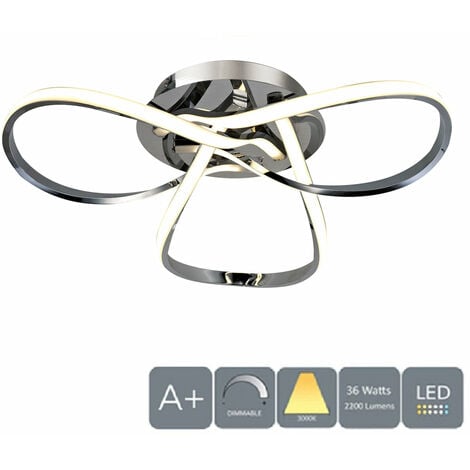 HARPERLIVING HALO LED Semi-Flush Ceiling Light, Dimmable, Polished Chrome, Warm White (3000K)