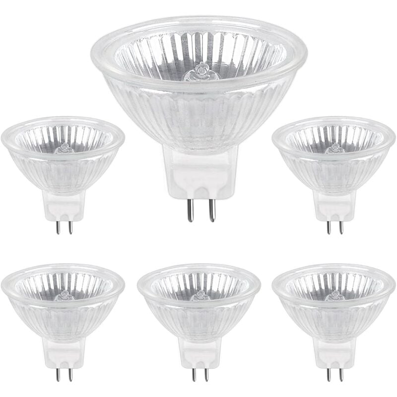 Jusch - Halogen lamp GU5.3 35 w 12 v, 400 lm warm white 2700 k dimmable, MR16 halogen spot bulb, 6-pack