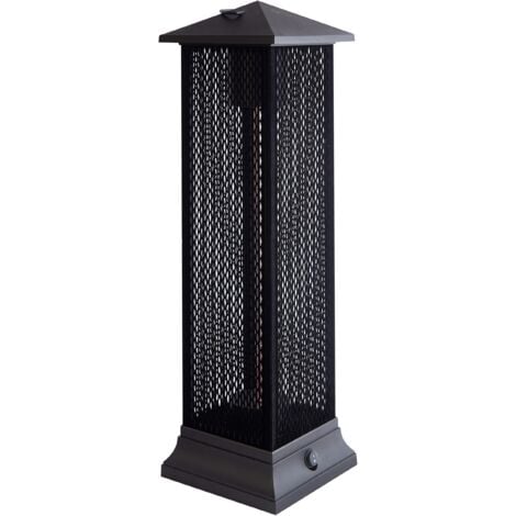 Halogen Electric Freestanding Patio Heater Outdoor Accessories Patio Garden Steel Black Tunupa