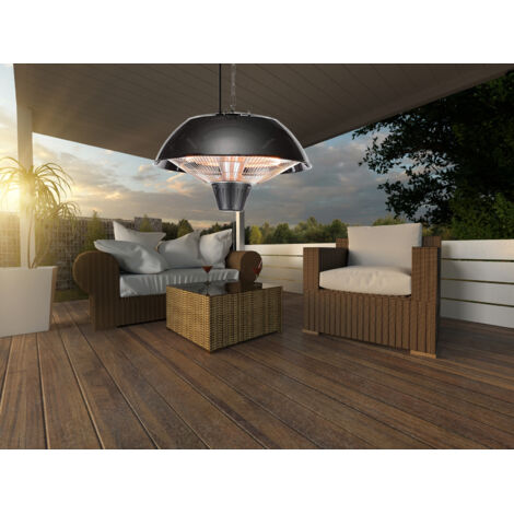Halogen Terrassen Deckenheizstrahler Schwarz 1500W 360˚ Wärmeabstrahlung IP34