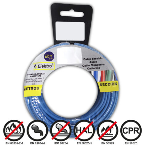 Halogenfreie flexible Kabelspule 4mm. blau 20mts