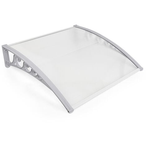 Haloyo® 100 x 150 cm Pensilina Tettoia per Porta Balcone Esterno,in Plastica e Alluminio,Bianco