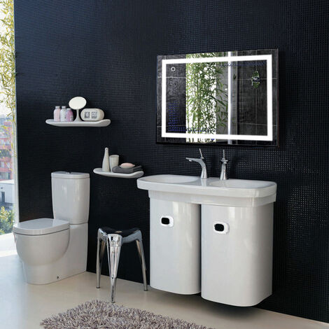 Haloyo® 100 x 60 cmSpecchio illuminato Design quadrato in vetro temperato,luce bianca fredda