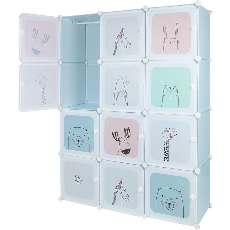 Haloyo - 12-Cube Penderie avec Portes,110 x 145 x 37 cm,pour Vêtements Chaussures Jouets,blu