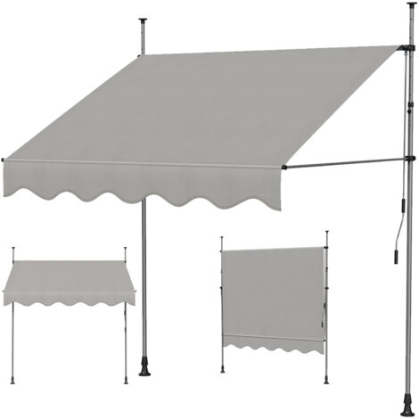 Haloyo® 1.5x1.2m Store banne manuel rétractable, Auvent manuel rétractable, Inclinaison réglable, Installation rapide, gris