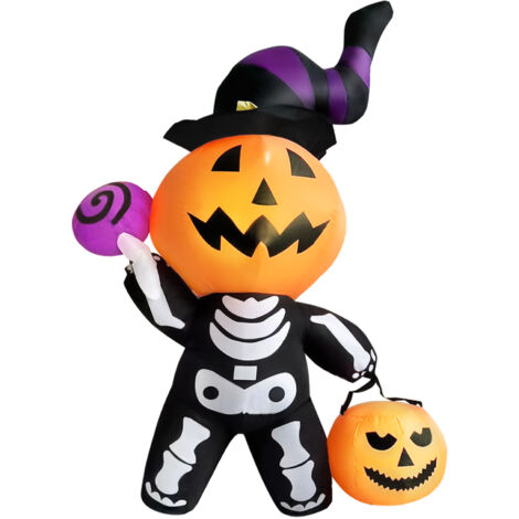 Haloyo® 180cm Décoration d'halloween Gonflable Citrouille Fantôme Décoration pour Halloween Party Jardin Pelouse Décoration