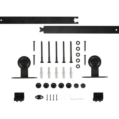 Haloyo 183cm Acier Inoxydable Rail Porte Coulissante,Crochet en forme de T,120 kg,noir