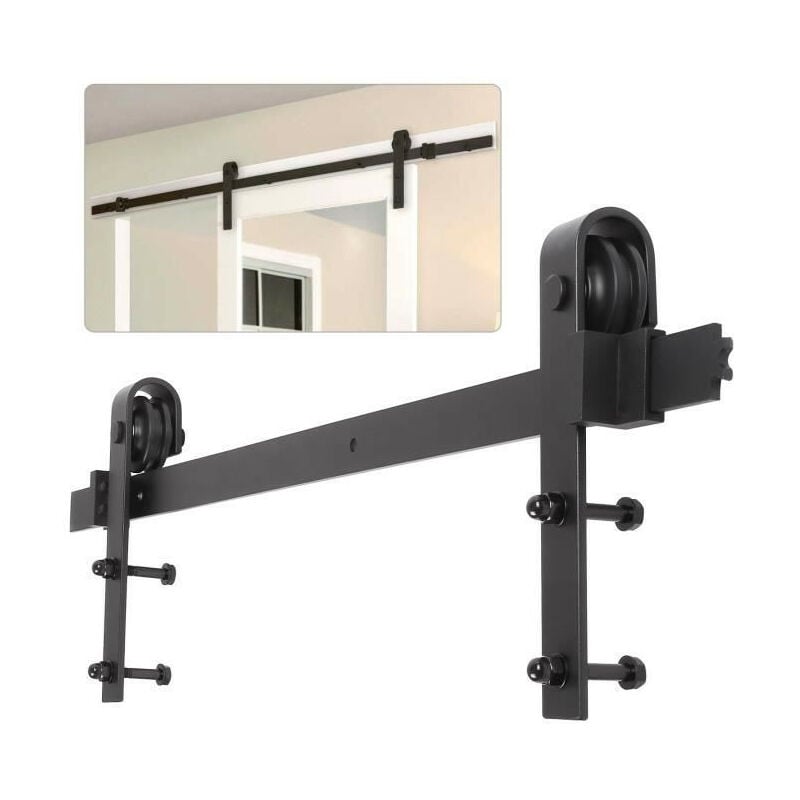 183cm Quincailleri Kit de Rail Pour Porte en Bois Simple,120 kg,noir - Haloyo