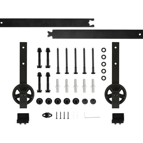 Haloyo 200cm Acier Inoxydable Rail Porte Coulissante,grandes roues,120 kg,noir