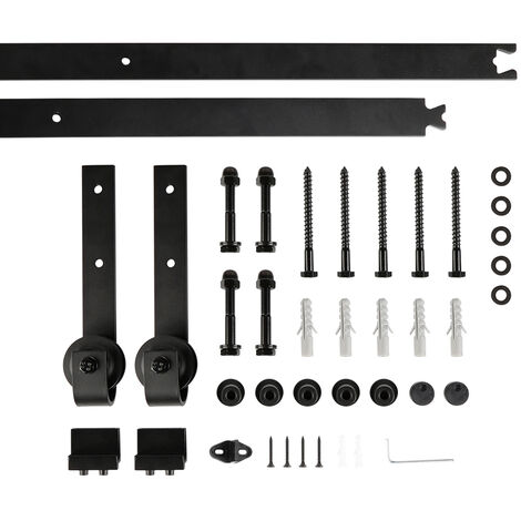 Haloyo 200cm Quincaillerie Kit de Rail pour Porte Coulissante,pour Portes Coulissantes,120 kg,noir