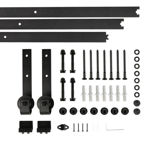 Haloyo 244cm Acier Inoxydable Rail Porte Coulissante,grandes roues,120 kg,noir