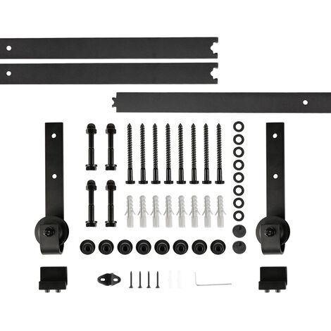 Haloyo 244cm Ensemble Industriel pour Porte Suspendue Sliding Barn Door en Bois,120 kg,noir
